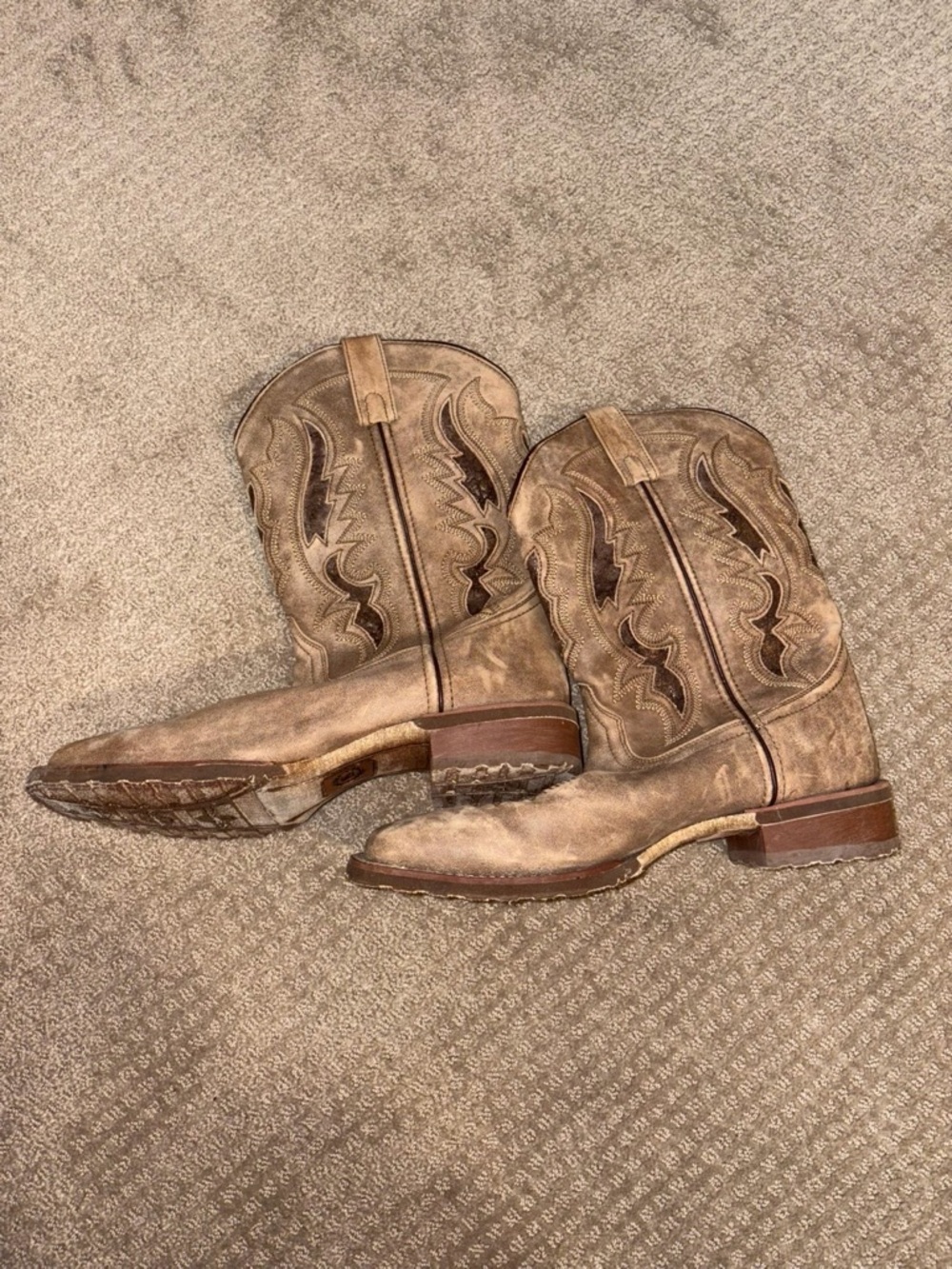 Laredo Men's Tan Leather Western Boots - Golden Brown Interior